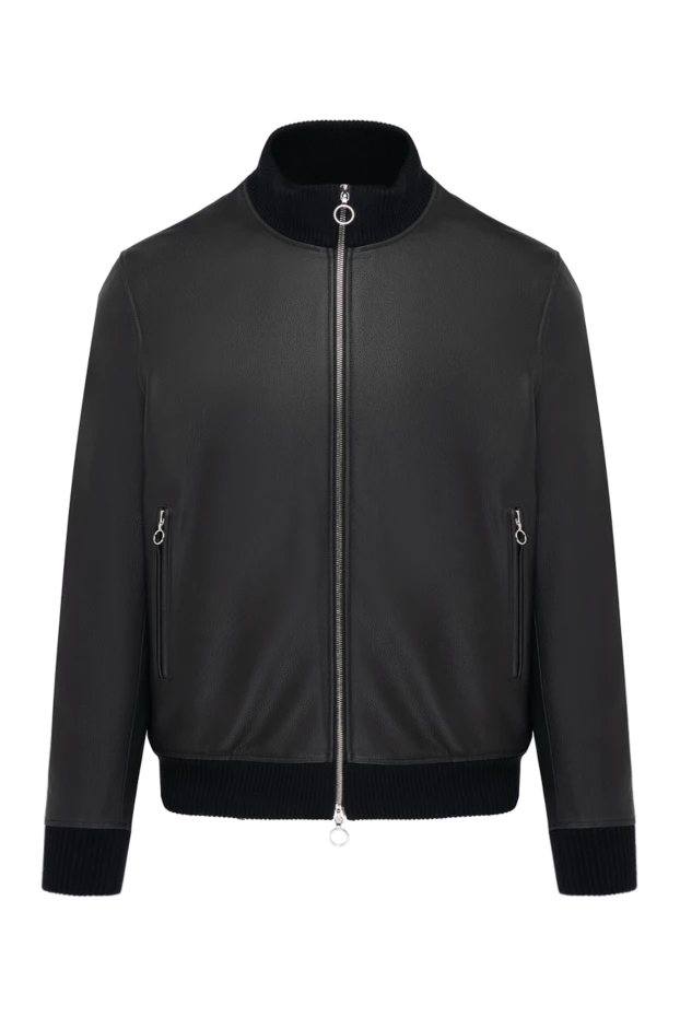 Куртка мужская синяя из натуральной кожи - фото 1