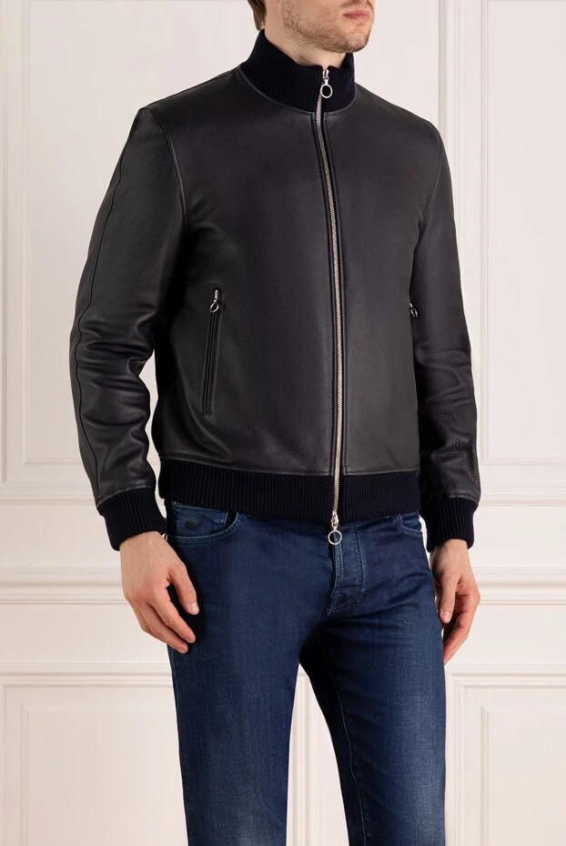 Seraphin куртка мужская синяя из натуральной кожи 179387 - фото 3