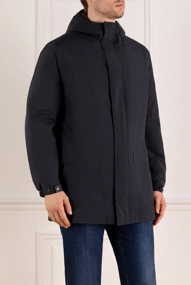 Seraphin men's blue nylon parka with fur lining and hood 179388 - photo 3
