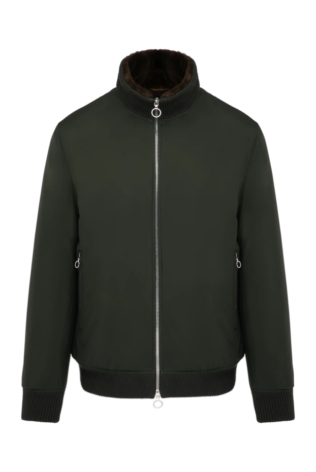 Men's green fur jacket made of nylon - photo 1