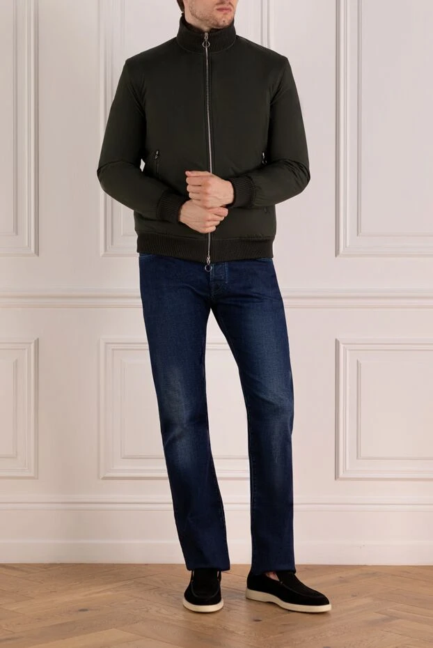 Men's green fur jacket made of nylon - photo 2