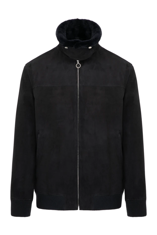 Тері астарлы ерлерге арналған күрте, көк, велюр - фото 1