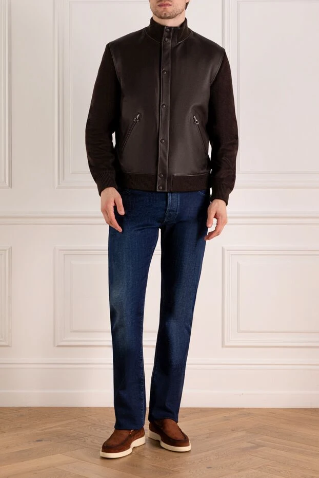 Seraphin куртка мужская коричневая из натуральной кожи и кашемира 179397 - фото 2