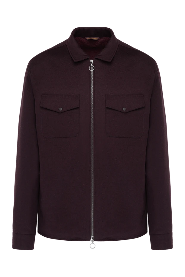 Куртка на меху мужская бордовая из кашемира - фото 1