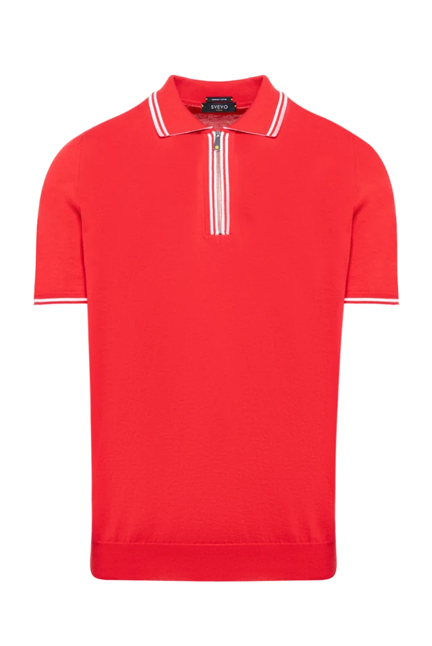 Red cotton polo shirt in a sporty style with white accents on the collar and sleeves - photo 1
