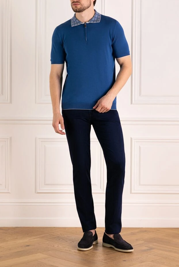 Svevo синее поло с застёжкой-молнией и декоративным воротником

 179412 - фото 2