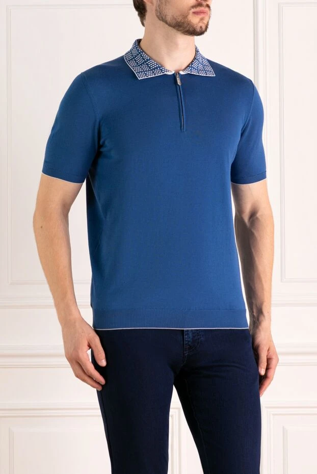 Svevo синее поло с застёжкой-молнией и декоративным воротником

 179412 - фото 3