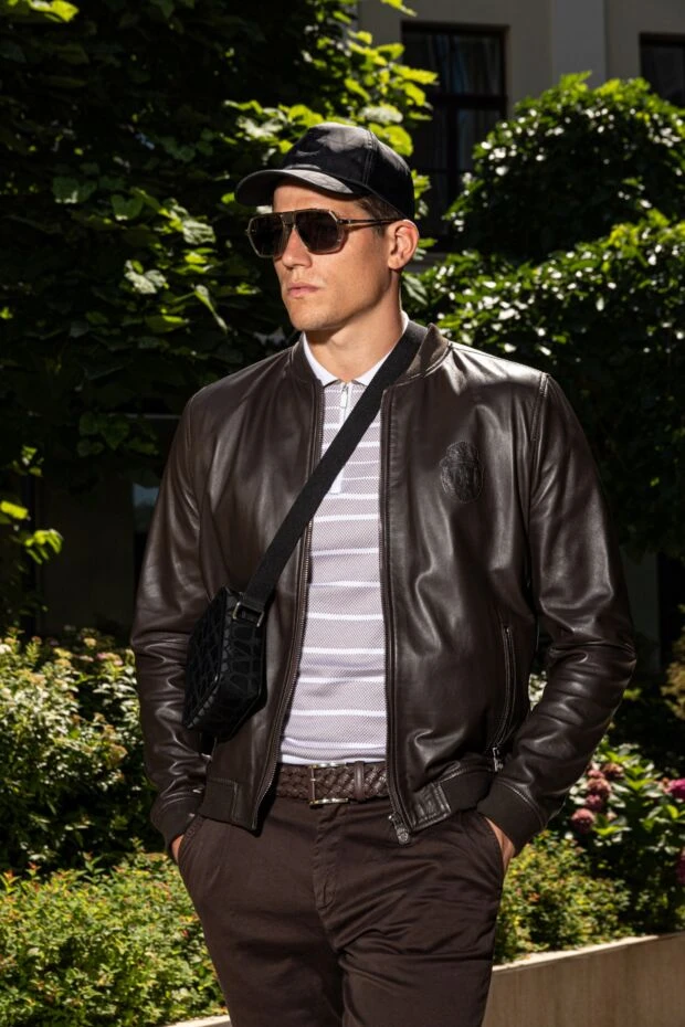 Svevo поло из хлопка в мелкую сетку с горизонтальными полосами и молнией
 179430 - фото 3