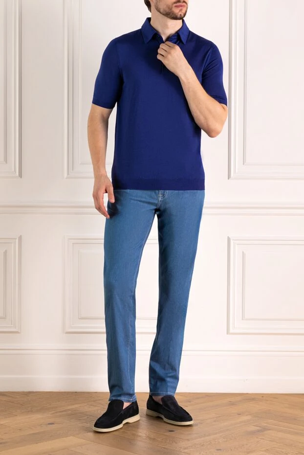 Svevo поло мужское синее из шелка 179445 - фото 2