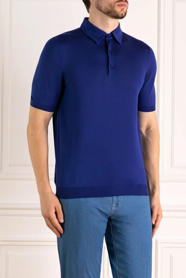 Svevo поло мужское синее из шелка 179445 - фото 3