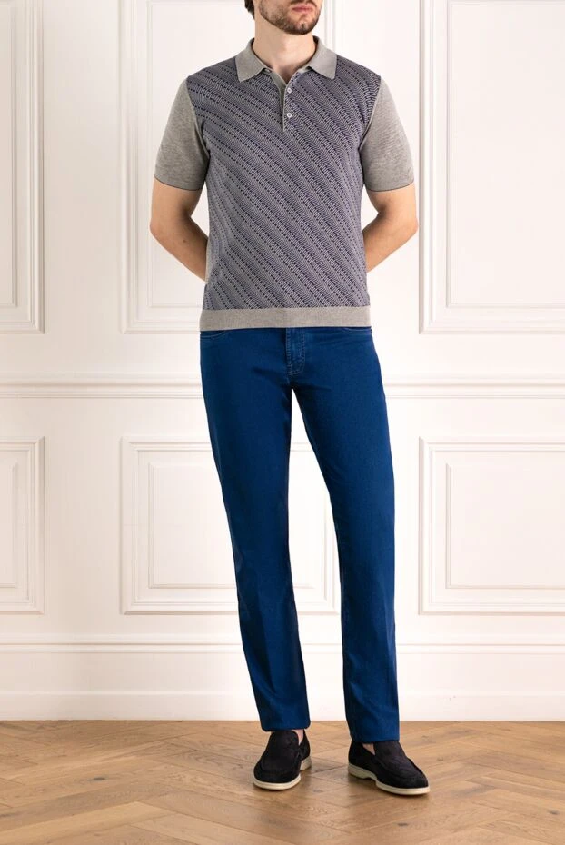 Svevo серое поло с фактурным орнаментом на передней части мужское
 179474 - фото 2