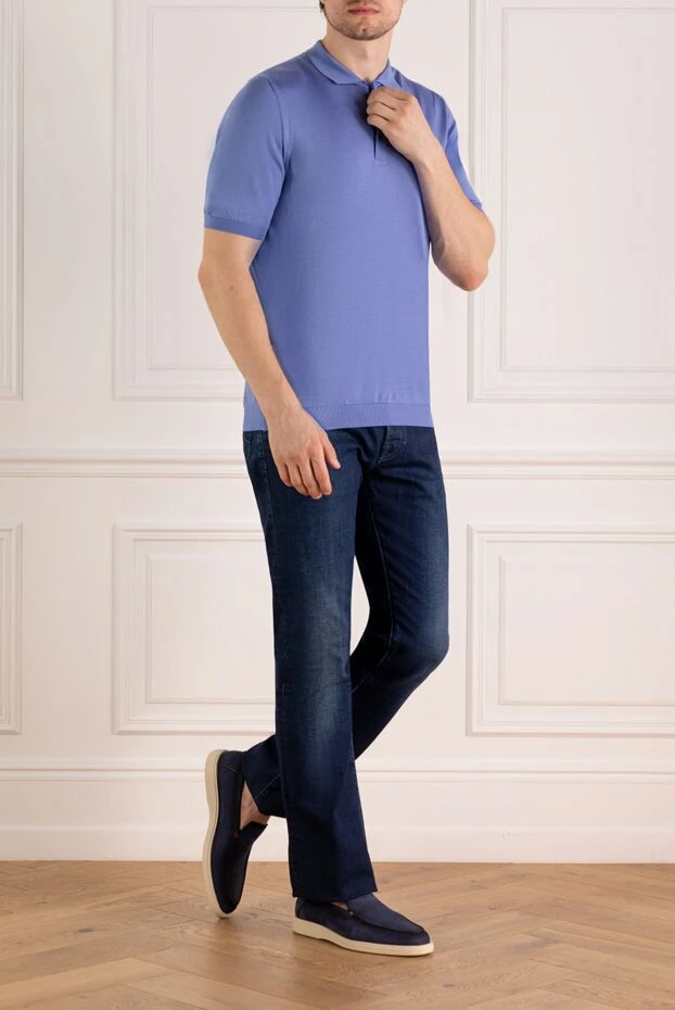 Svevo мужская фиолетовая трикотажная футболка-поло из хлопка 179480 - фото 2