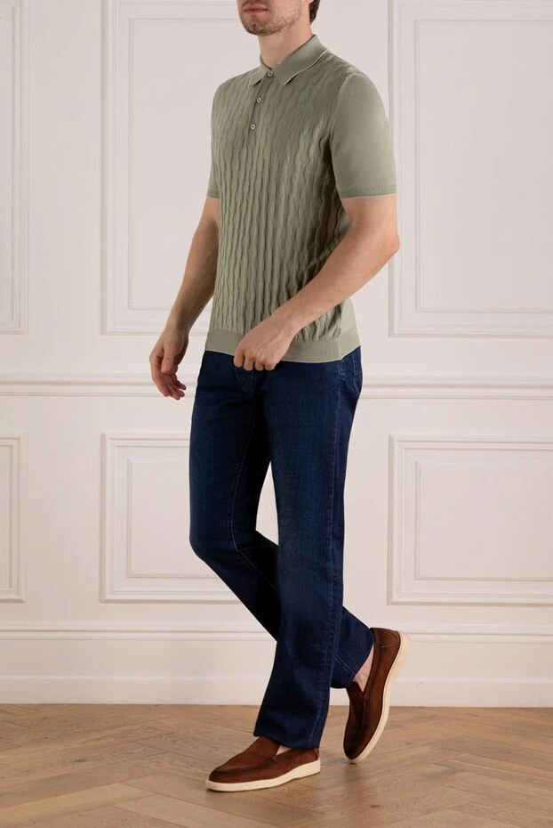 Svevo мужское поло оливкового цвета с фактурным плетением
179484 - фото 2