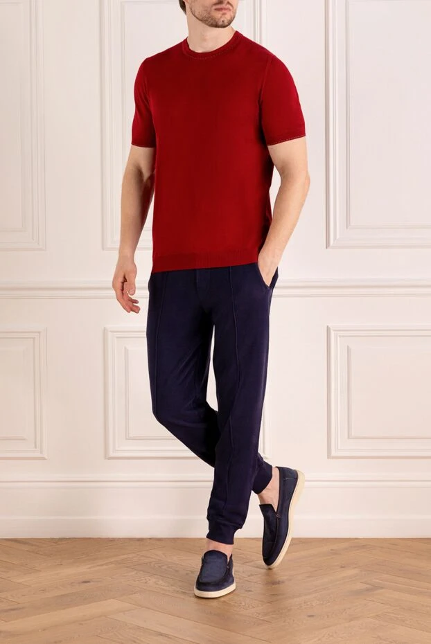 Svevo man men's burgundy cotton jumper with short sleeves купить с ценами и фото 179520 - photo 2