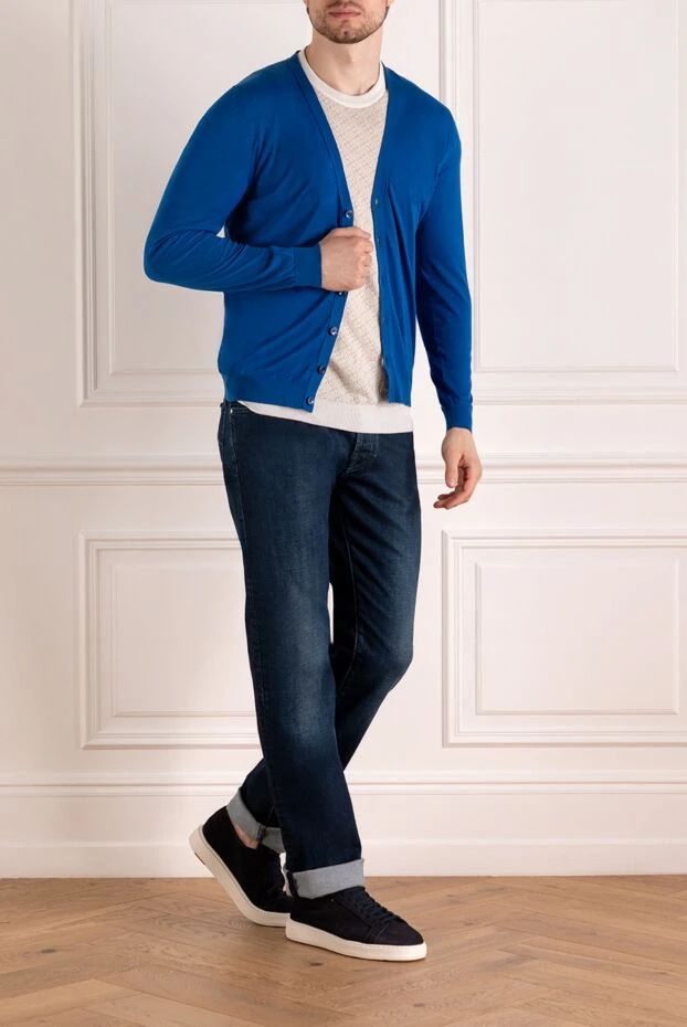 Svevo man men's blue cotton cardigan купить с ценами и фото 179528 - photo 2