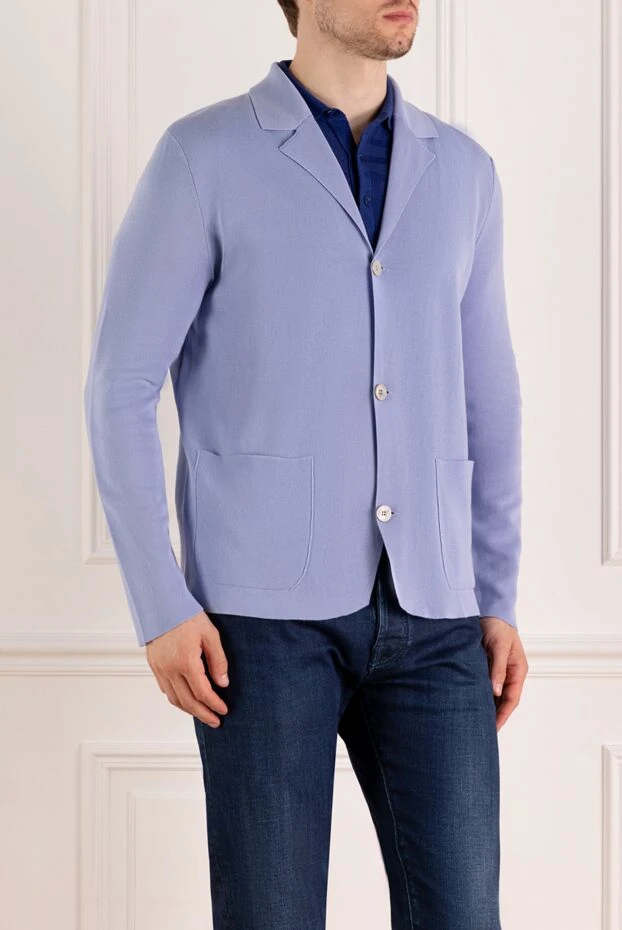 Svevo ашық көк реңктегі жұқа мақтадан жасалған кардиган күрте, жағасы төмен
 179531 - фото 3