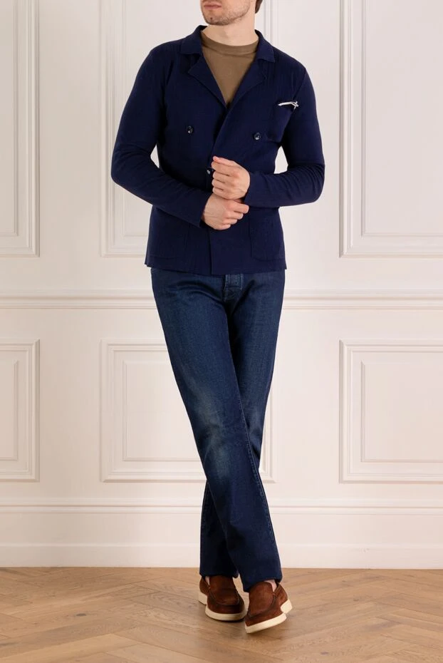 Svevo мужской хлопковый пиджак тёмно-синий с накладными карманами
179532 - фото 2