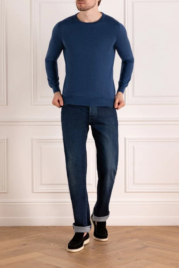 Svevo man long sleeve jumper for men, blue, cashmere and silk купить с ценами и фото 179537 - photo 2