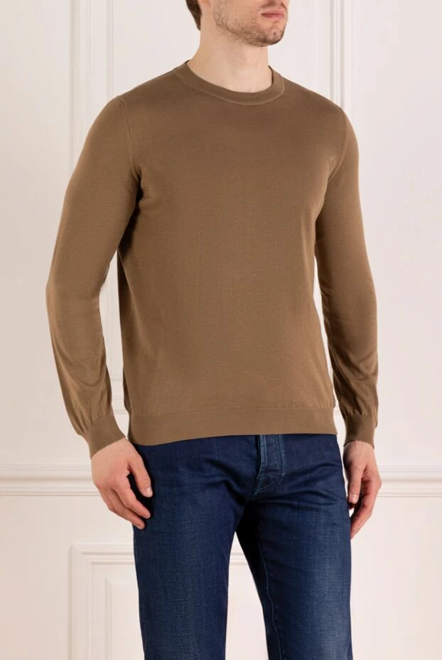 Svevo ұзын жеңді ерлерге арналған қоңыр мақтадан жасалған джемпер 179539 - фото 3