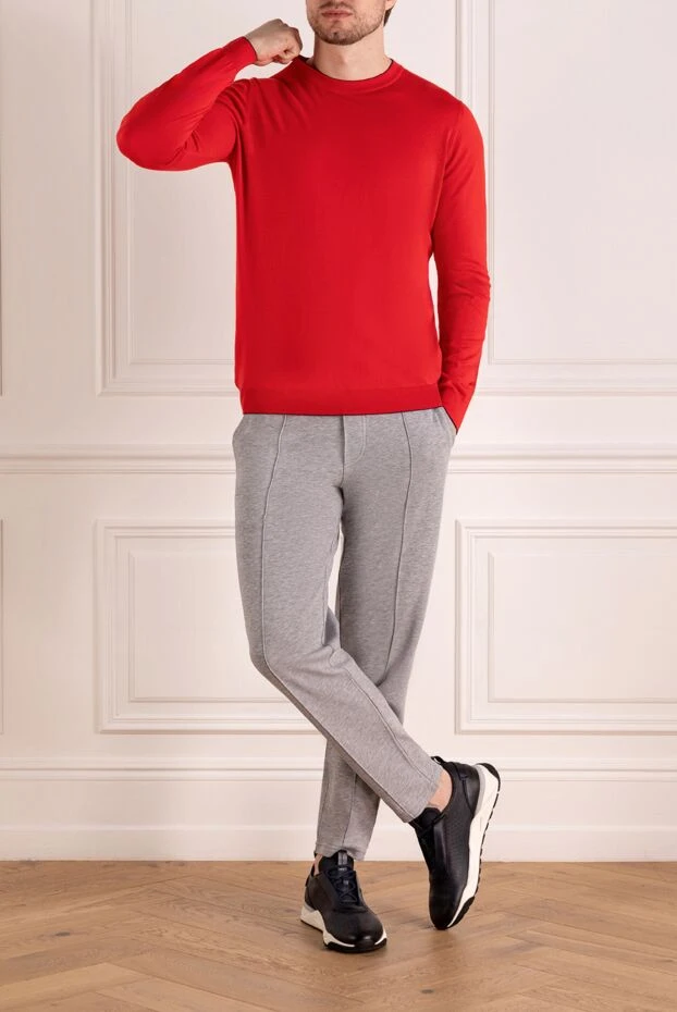 Svevo man men's red long sleeve jumper made of cashmere and silk купить с ценами и фото 179541 - photo 2