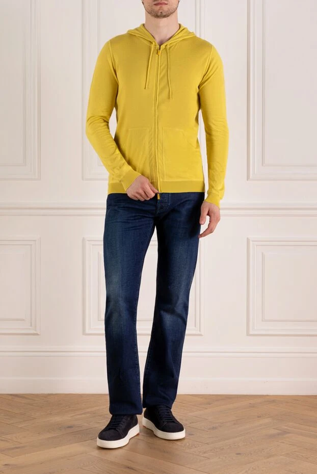 Svevo кофта спортивная мужская желтая из хлопка 179552 - фото 2