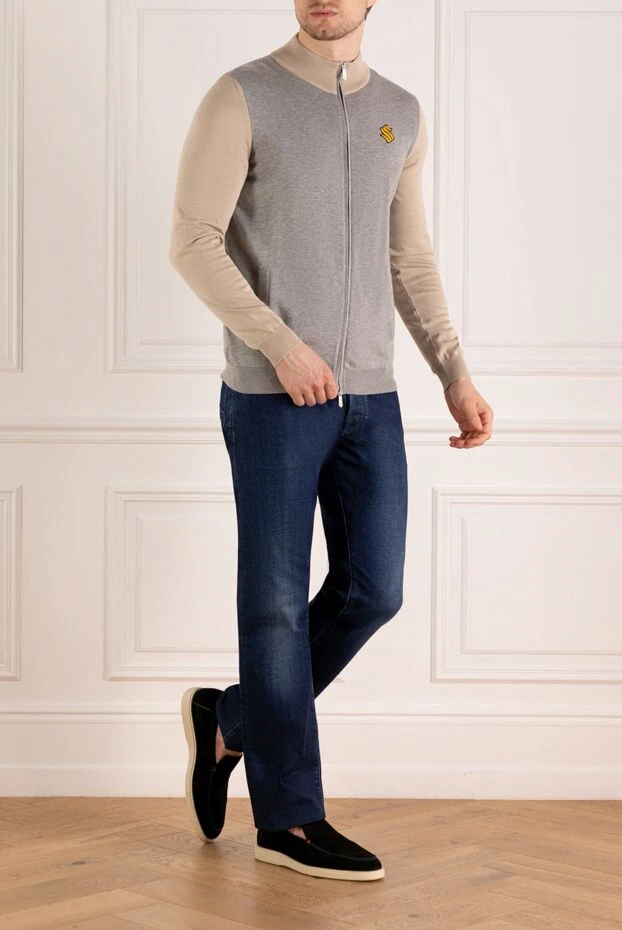 Svevo ерлерге арналған сұр мақтадан жасалған кардиганы 179561 - фото 2