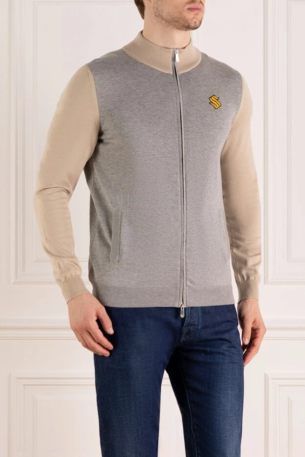 Svevo ерлерге арналған сұр мақтадан жасалған кардиганы 179561 - фото 3