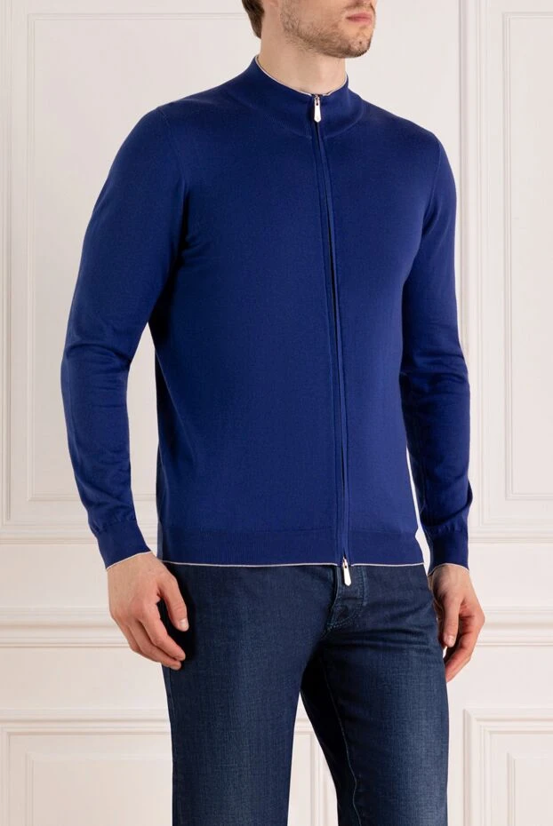 Svevo жағасы мен найзағайы бар ерлерге арналған қарапайым кардиган 179562 - фото 3