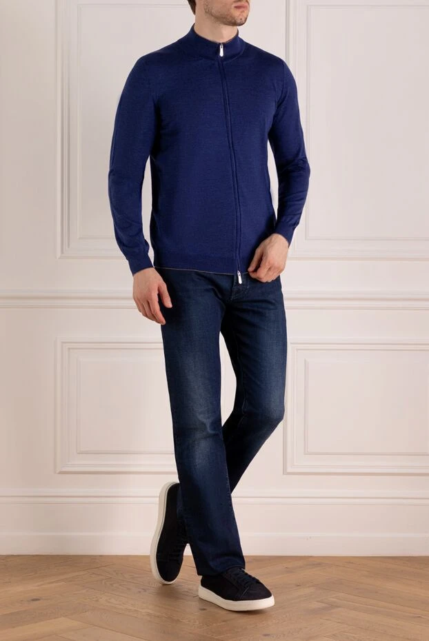 Svevo man men's blue cardigan made of wool and silk купить с ценами и фото 179569 - photo 2