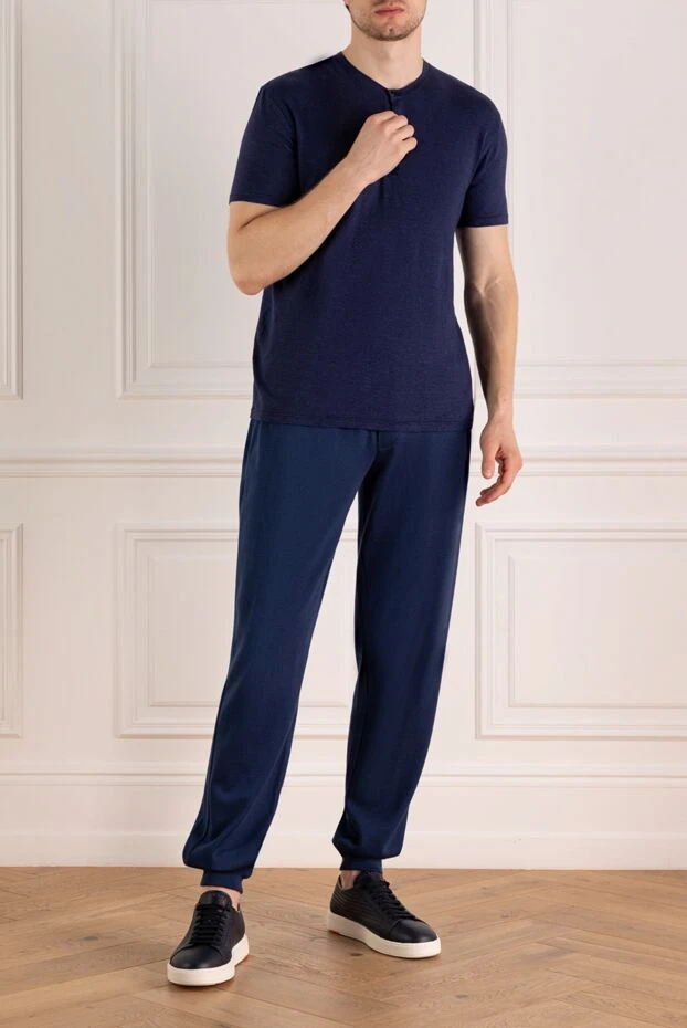 Svevo поло мужское синее из льна и полиамида 179585 - фото 2