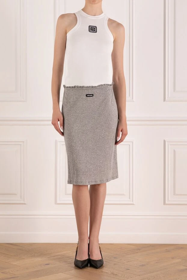 Miu Miu woman women's gray cotton skirt купить с ценами и фото 179596 - photo 2