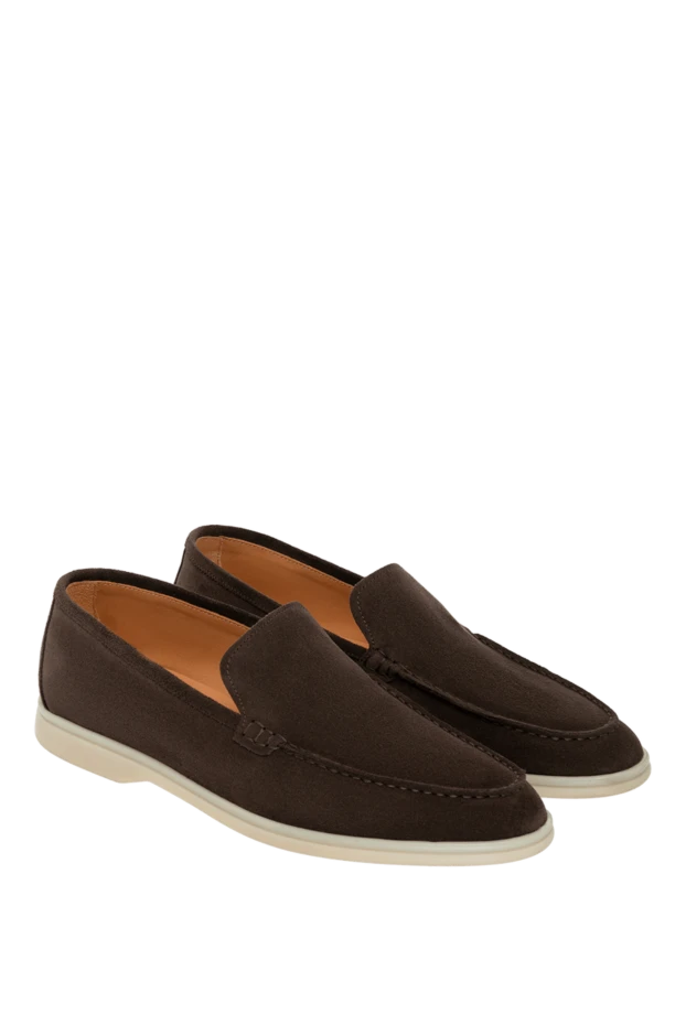 Cesare di Napoli лоферы коричневые мужские из замши 179636 - фото 3