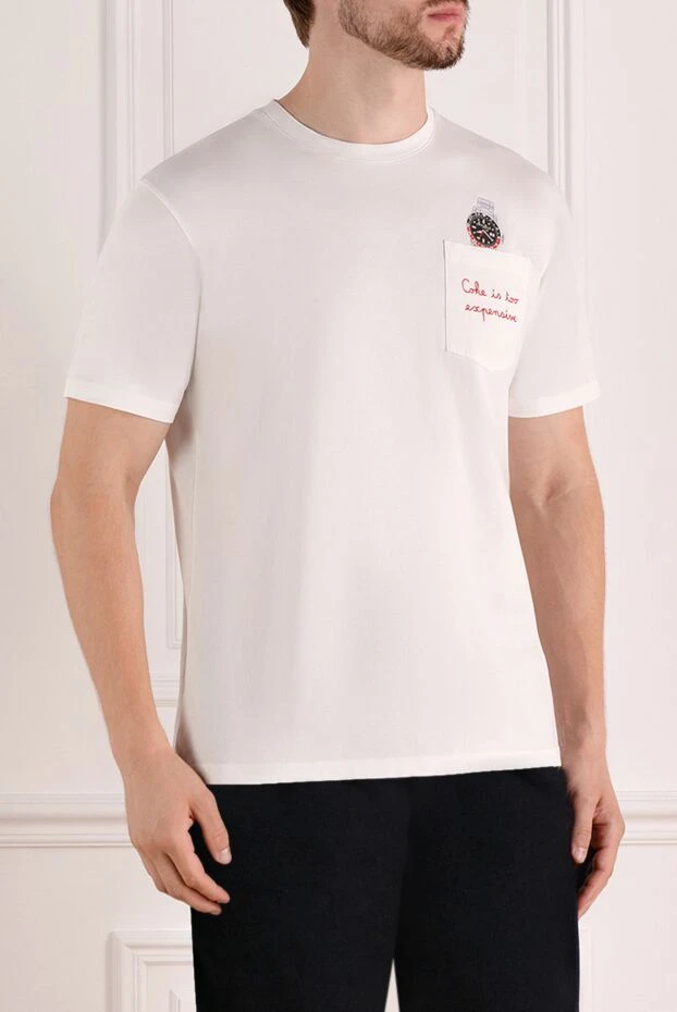 MC2 Saint Barth кеуде қалтасы мен кестелі ақ мақтадан жасалған футболка
 179640 - фото 3