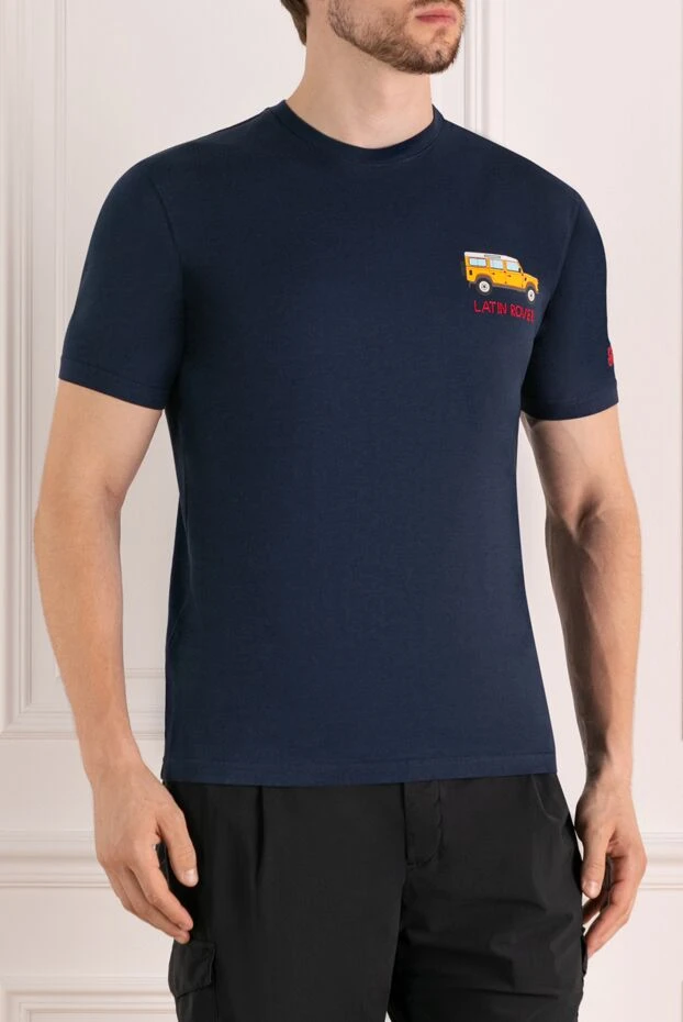 MC2 Saint Barth land rover акцент графикасы бар қара көк ерлерге арналған футболка
 179646 - фото 3