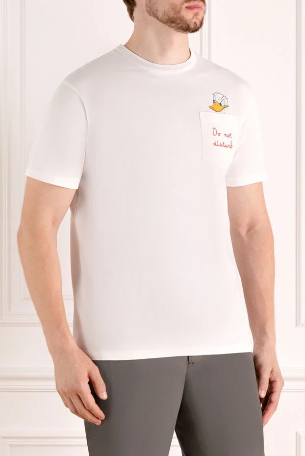 MC2 Saint Barth дональд дак баспасы және «мазаламау» деген жазуы бар ақ мақтадан жасалған футболка
 179649 - фото 3