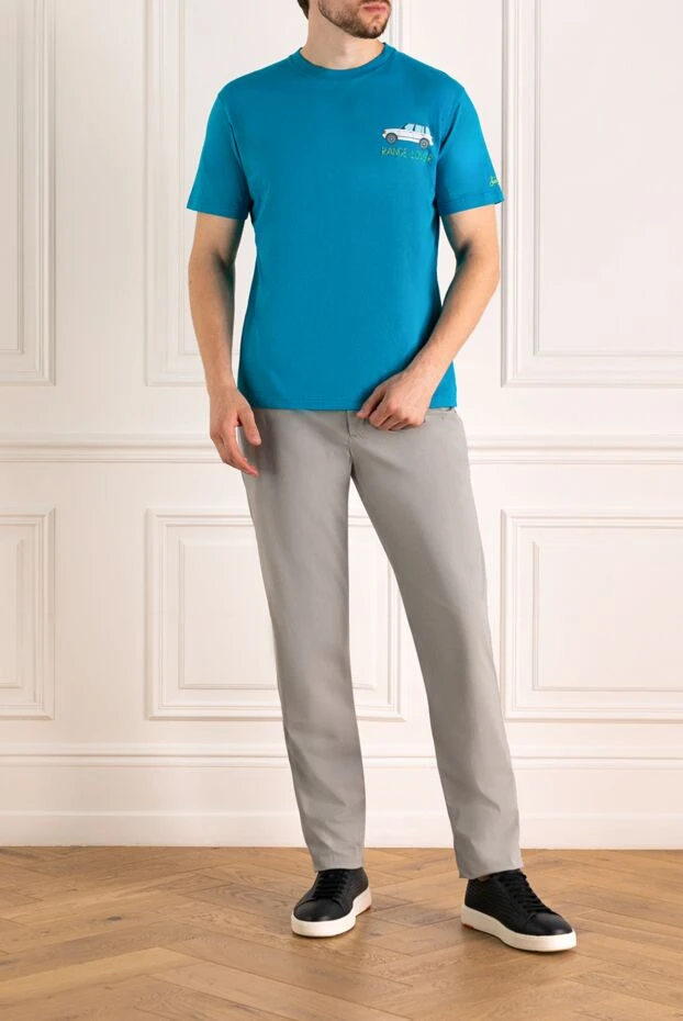 MC2 Saint Barth футболка хлопковая бирюзовая с рисунком внедорожника
и надписью range lover 179654 - фото 2