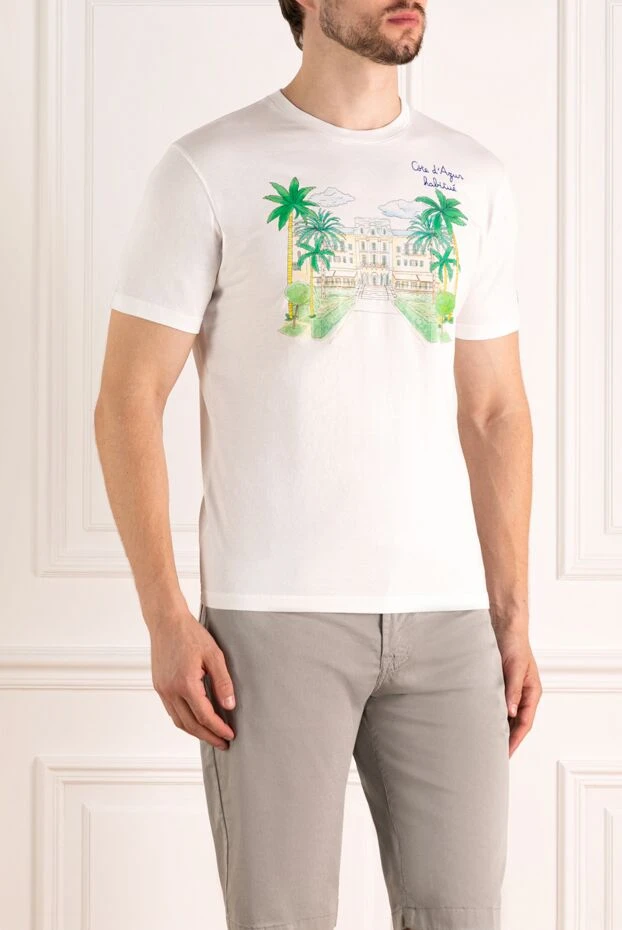 MC2 Saint Barth кот-д'азурдағы вилла бейнеленген ақ мақтадан жасалған футболка
 179655 - фото 3