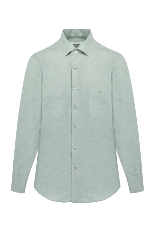 Loro Piana man men's green linen shirt купить с ценами и фото 179668 - photo 1