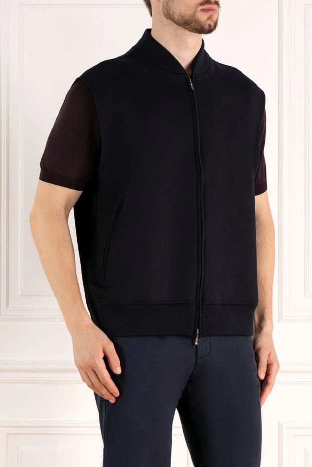 Loro Piana жилет мужской синий из шерсти и эластана 179676 - фото 3
