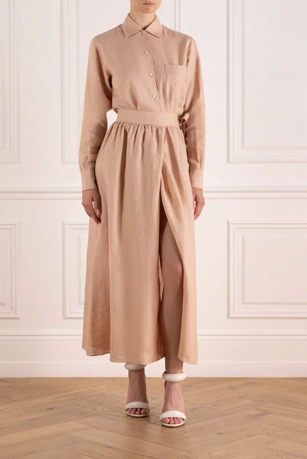 Loro Piana woman pink linen maxi skirt купить с ценами и фото 179686 - photo 2