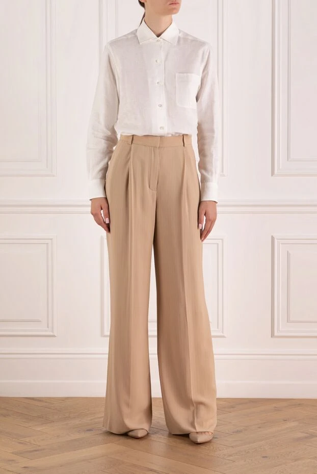 Loro Piana woman women's beige trousers made of silk and viscose купить с ценами и фото 179688 - photo 2