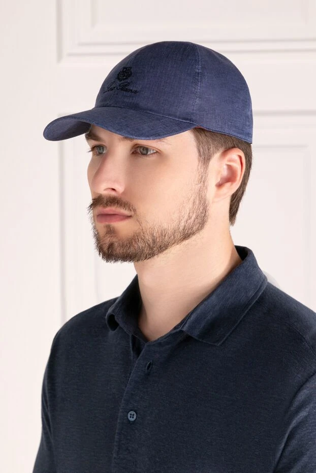 Loro Piana man men's blue linen cap купить с ценами и фото 179697 - photo 2