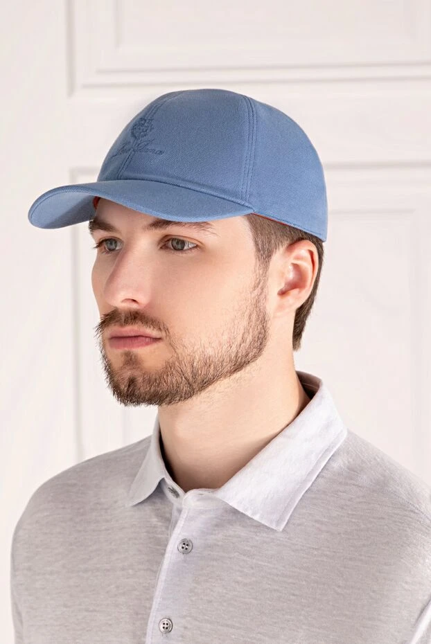 Loro Piana man men's blue cotton cap купить с ценами и фото 179698 - photo 2