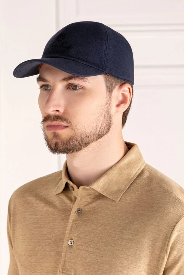 Loro Piana man men's blue cotton cap купить с ценами и фото 179699 - photo 2