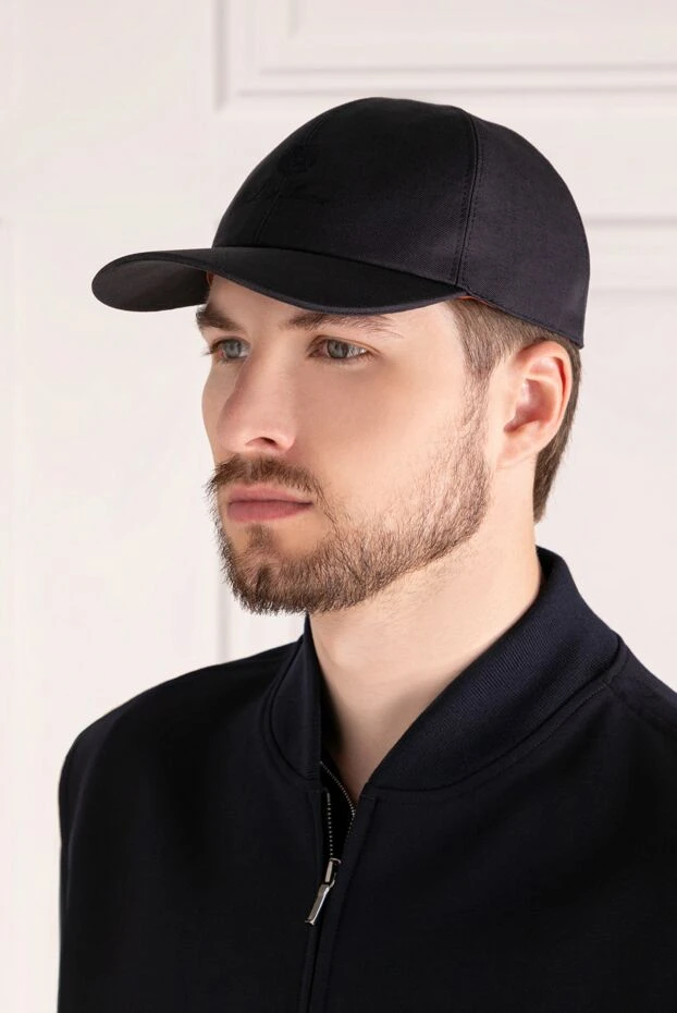 Loro Piana man men's blue cap made of cotton and linen купить с ценами и фото 179702 - photo 2