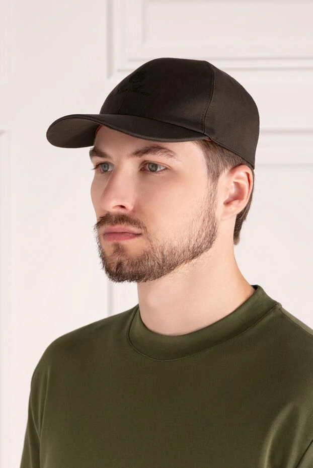 Loro Piana man men's brown cap made of cotton and linen купить с ценами и фото 179703 - photo 2