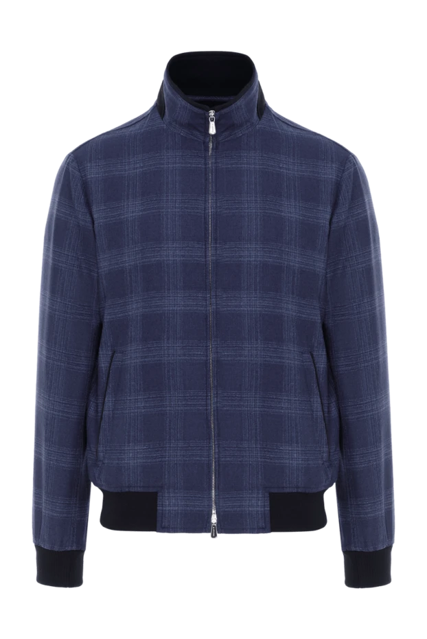 Blue Checked Cashmere Silk Jacket for Men - photo 1