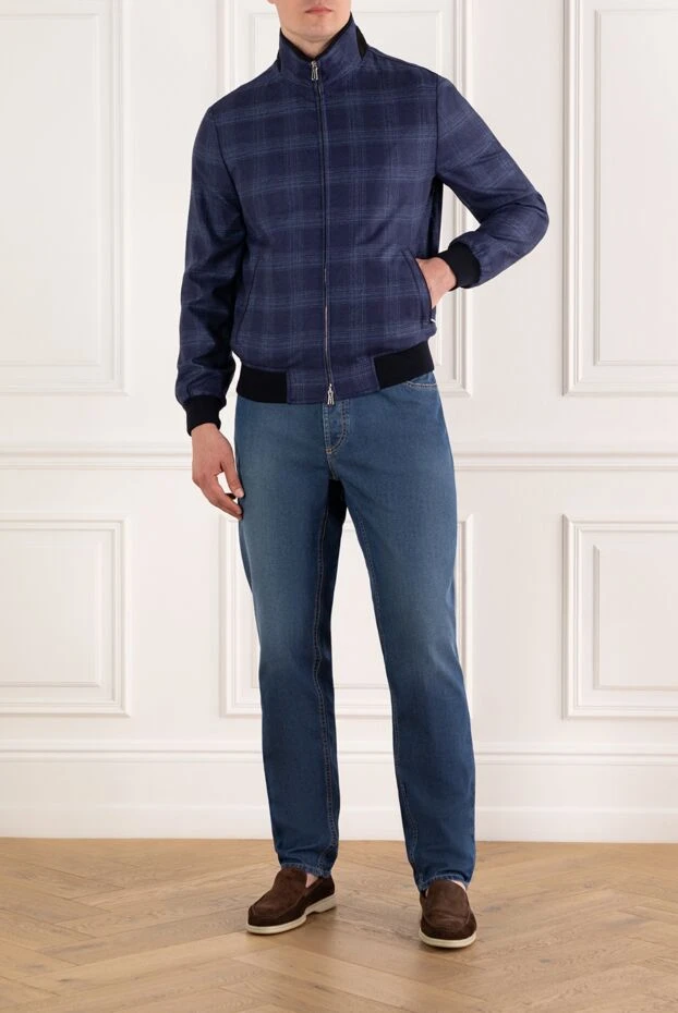 Enrico Mandelli синяя куртка в клетку из кашемира и шелка мужская 179709 - фото 2