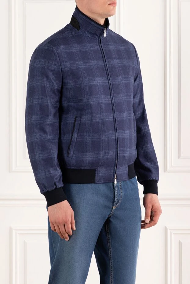 Enrico Mandelli синяя куртка в клетку из кашемира и шелка мужская 179709 - фото 3