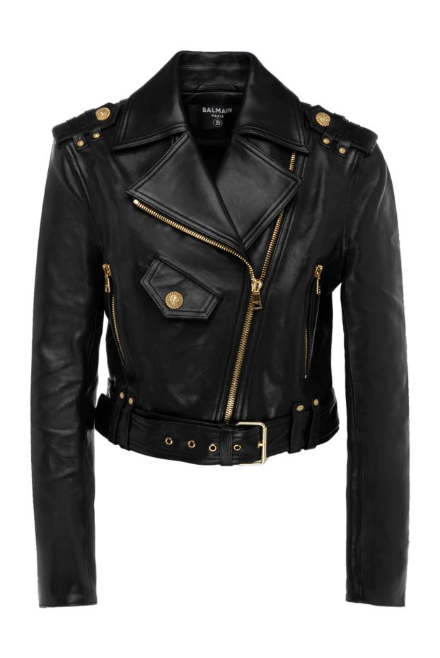 Balmain woman women's black jacket made of genuine leather купить с ценами и фото 179744 - photo 1